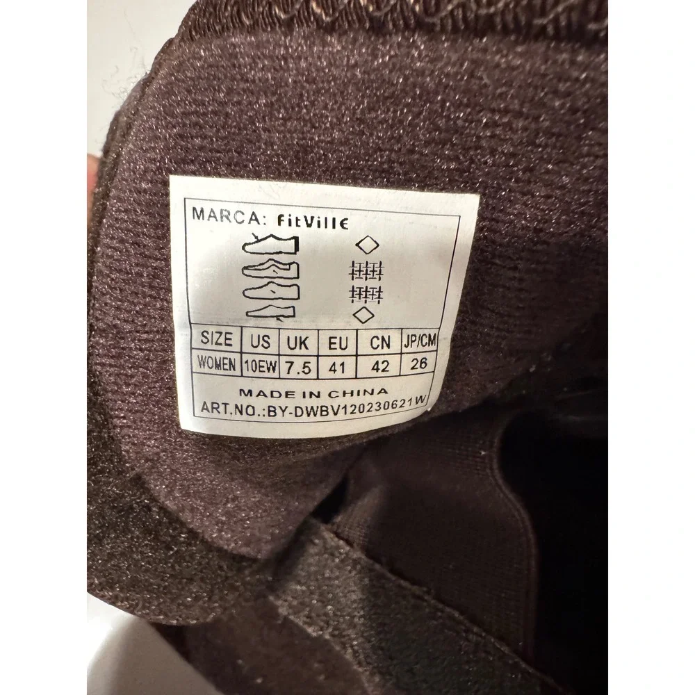 FitVille Women's Dark Brown Fur Lined Ankle  Slip On Boots Size 10EW‎